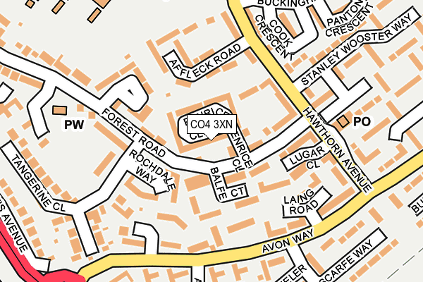 CO4 3XN map - OS OpenMap – Local (Ordnance Survey)