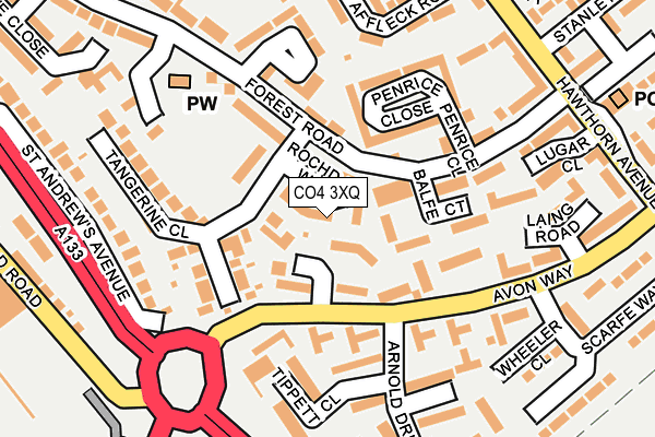 CO4 3XQ map - OS OpenMap – Local (Ordnance Survey)