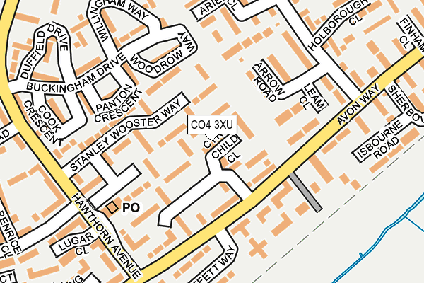 CO4 3XU map - OS OpenMap – Local (Ordnance Survey)