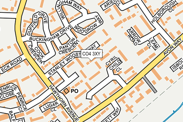 CO4 3XY map - OS OpenMap – Local (Ordnance Survey)