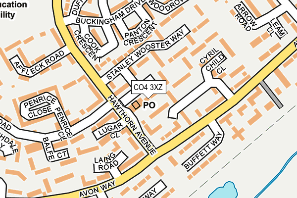 CO4 3XZ map - OS OpenMap – Local (Ordnance Survey)