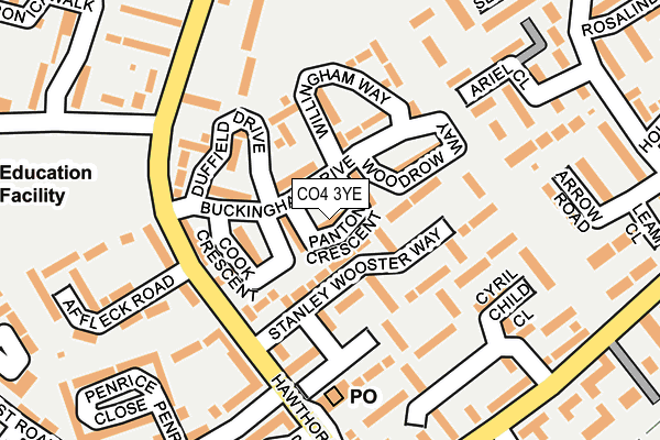 CO4 3YE map - OS OpenMap – Local (Ordnance Survey)