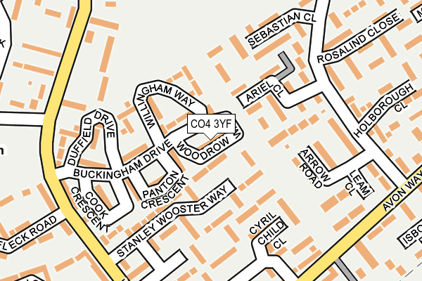 CO4 3YF map - OS OpenMap – Local (Ordnance Survey)