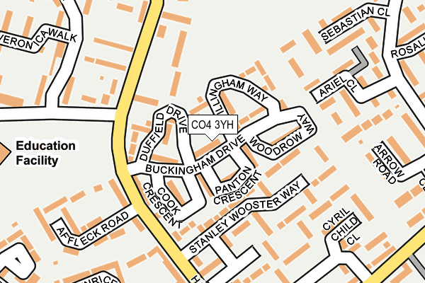 CO4 3YH map - OS OpenMap – Local (Ordnance Survey)