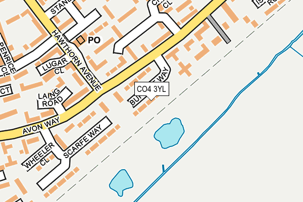 CO4 3YL map - OS OpenMap – Local (Ordnance Survey)