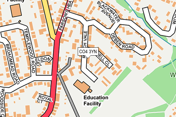 CO4 3YN map - OS OpenMap – Local (Ordnance Survey)