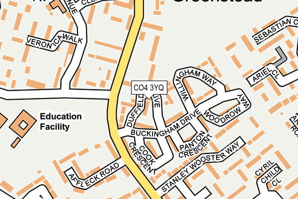 CO4 3YQ map - OS OpenMap – Local (Ordnance Survey)