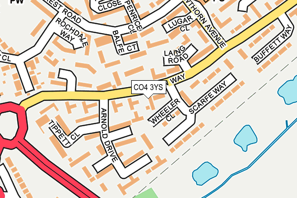 CO4 3YS map - OS OpenMap – Local (Ordnance Survey)