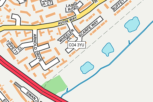 CO4 3YU map - OS OpenMap – Local (Ordnance Survey)