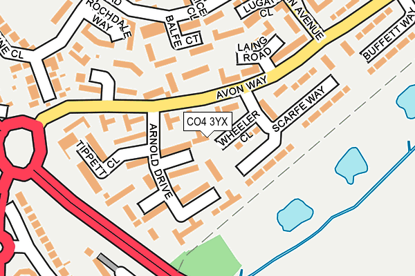 CO4 3YX map - OS OpenMap – Local (Ordnance Survey)