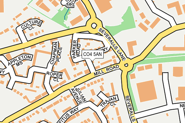 CO4 5AN map - OS OpenMap – Local (Ordnance Survey)