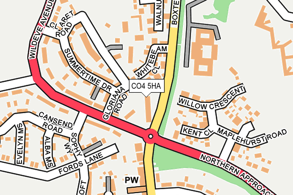 CO4 5HA map - OS OpenMap – Local (Ordnance Survey)