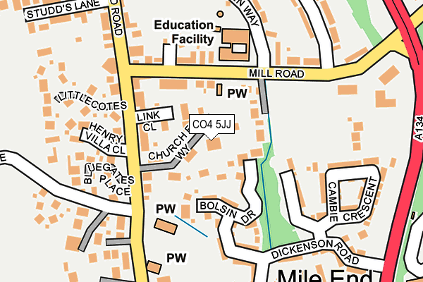 CO4 5JJ map - OS OpenMap – Local (Ordnance Survey)