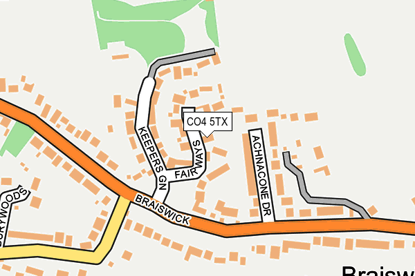 CO4 5TX map - OS OpenMap – Local (Ordnance Survey)
