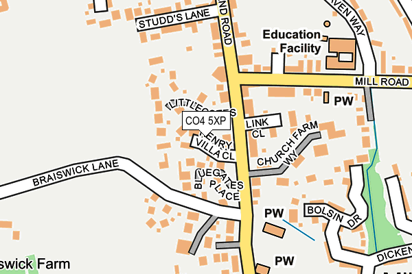 CO4 5XP map - OS OpenMap – Local (Ordnance Survey)