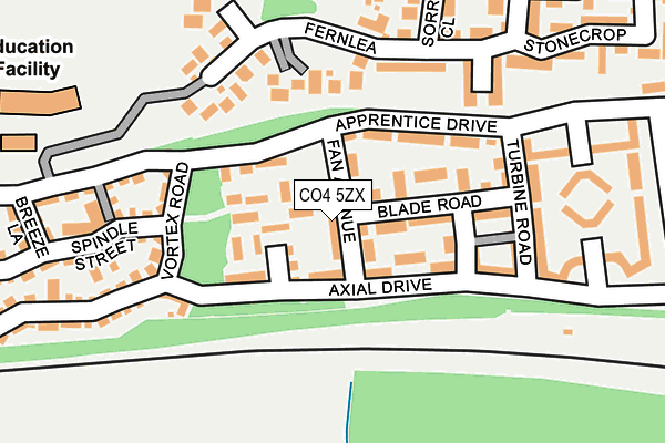 CO4 5ZX map - OS OpenMap – Local (Ordnance Survey)