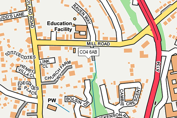 CO4 6AB map - OS OpenMap – Local (Ordnance Survey)