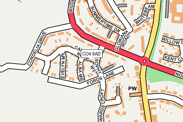 CO4 6AD map - OS OpenMap – Local (Ordnance Survey)