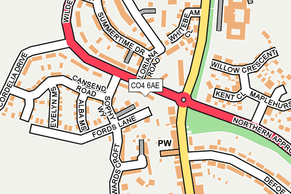 CO4 6AE map - OS OpenMap – Local (Ordnance Survey)