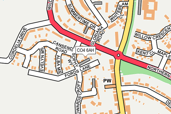 CO4 6AH map - OS OpenMap – Local (Ordnance Survey)