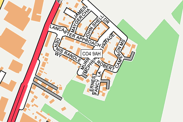 CO4 9AH map - OS OpenMap – Local (Ordnance Survey)