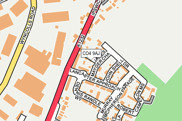 CO4 9AJ map - OS OpenMap – Local (Ordnance Survey)