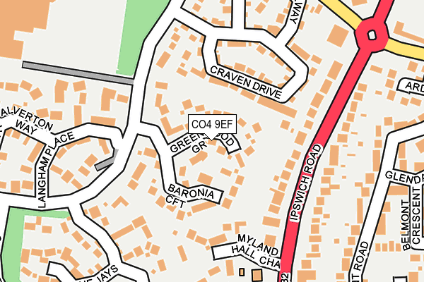 CO4 9EF map - OS OpenMap – Local (Ordnance Survey)