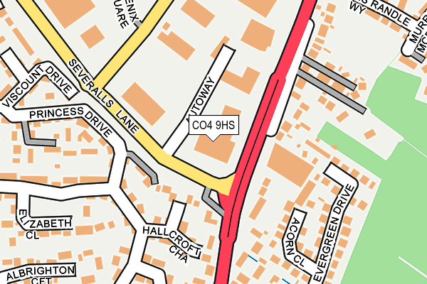 CO4 9HS map - OS OpenMap – Local (Ordnance Survey)