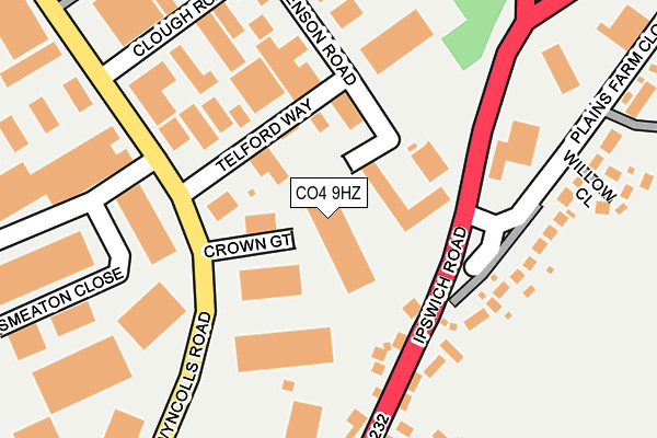 CO4 9HZ map - OS OpenMap – Local (Ordnance Survey)