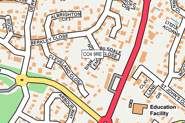 CO4 9RE map - OS OpenMap – Local (Ordnance Survey)