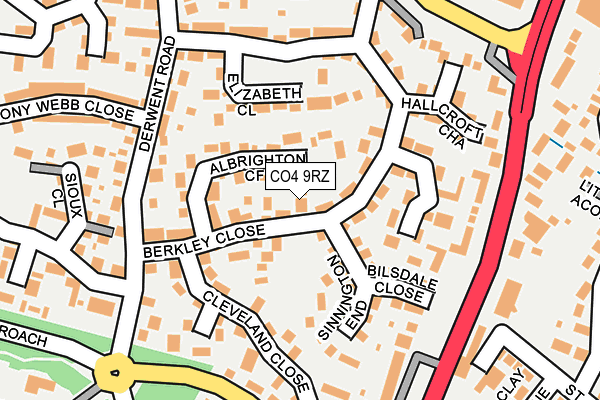 CO4 9RZ map - OS OpenMap – Local (Ordnance Survey)