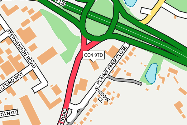 CO4 9TD map - OS OpenMap – Local (Ordnance Survey)