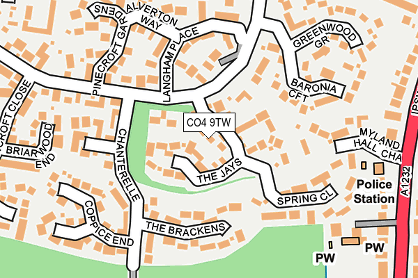 CO4 9TW map - OS OpenMap – Local (Ordnance Survey)