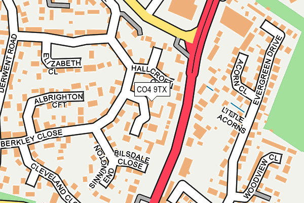 CO4 9TX map - OS OpenMap – Local (Ordnance Survey)