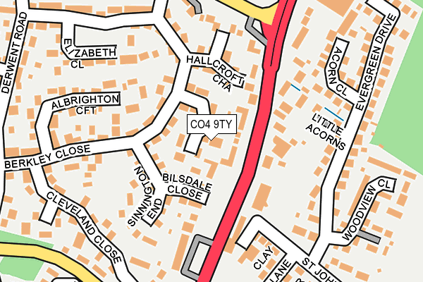 CO4 9TY map - OS OpenMap – Local (Ordnance Survey)