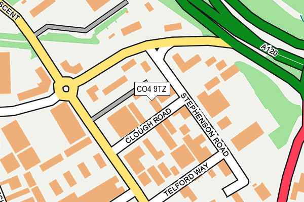 CO4 9TZ map - OS OpenMap – Local (Ordnance Survey)