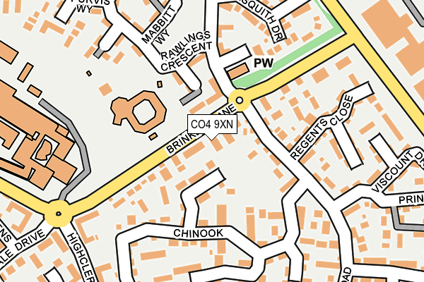 CO4 9XN map - OS OpenMap – Local (Ordnance Survey)