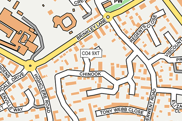 CO4 9XT map - OS OpenMap – Local (Ordnance Survey)