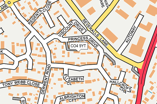 CO4 9YT map - OS OpenMap – Local (Ordnance Survey)