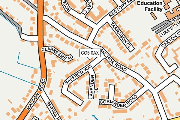 CO5 0AX map - OS OpenMap – Local (Ordnance Survey)