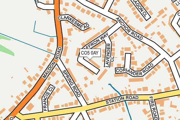 CO5 0AY map - OS OpenMap – Local (Ordnance Survey)