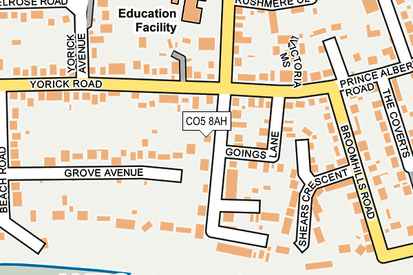 CO5 8AH map - OS OpenMap – Local (Ordnance Survey)