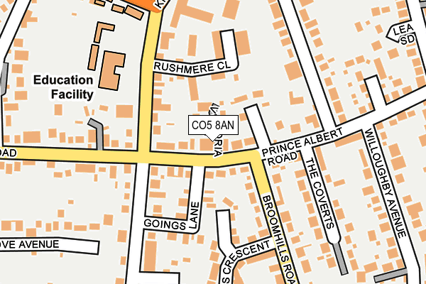 CO5 8AN map - OS OpenMap – Local (Ordnance Survey)