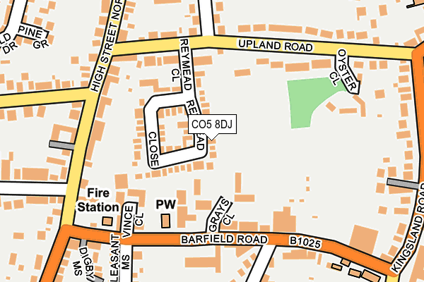 CO5 8DJ map - OS OpenMap – Local (Ordnance Survey)