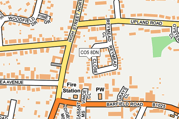 CO5 8DN map - OS OpenMap – Local (Ordnance Survey)