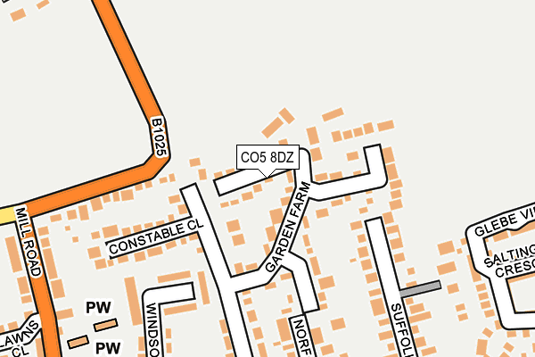CO5 8DZ map - OS OpenMap – Local (Ordnance Survey)