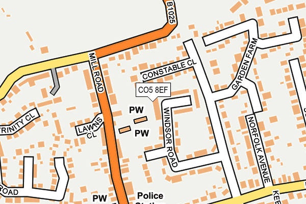 CO5 8EF map - OS OpenMap – Local (Ordnance Survey)