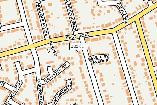 CO5 8ET map - OS OpenMap – Local (Ordnance Survey)