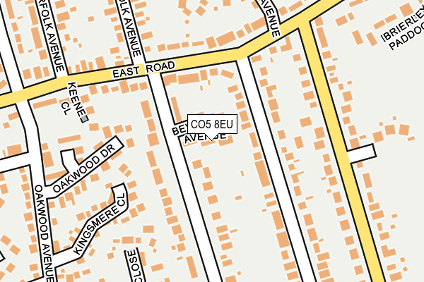 CO5 8EU map - OS OpenMap – Local (Ordnance Survey)