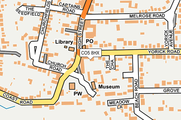 CO5 8HX map - OS OpenMap – Local (Ordnance Survey)